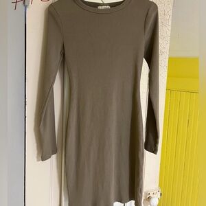 Elegant Olive Green Long Sleeve Dress